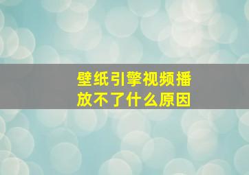 壁纸引擎视频播放不了什么原因