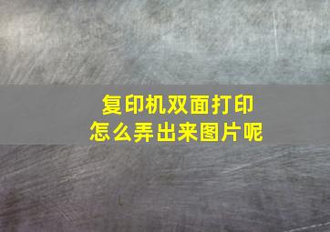 复印机双面打印怎么弄出来图片呢