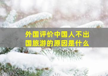 外国评价中国人不出国旅游的原因是什么