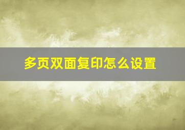 多页双面复印怎么设置