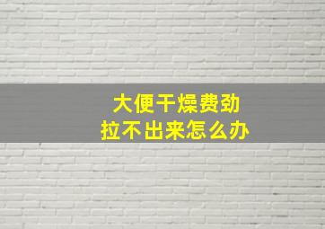 大便干燥费劲拉不出来怎么办