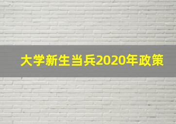 大学新生当兵2020年政策