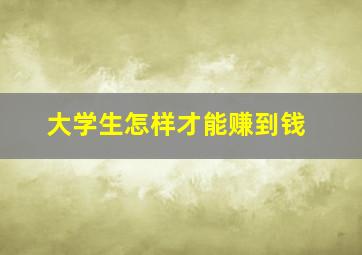 大学生怎样才能赚到钱