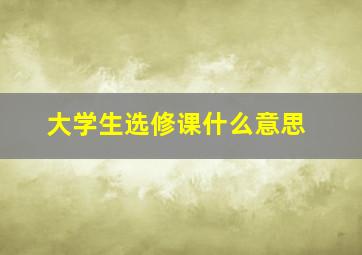 大学生选修课什么意思