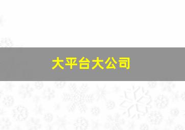 大平台大公司