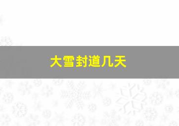 大雪封道几天