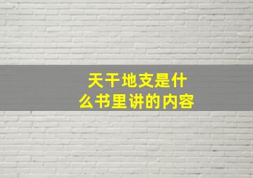 天干地支是什么书里讲的内容