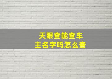 天眼查能查车主名字吗怎么查