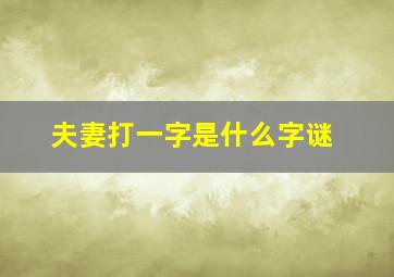 夫妻打一字是什么字谜