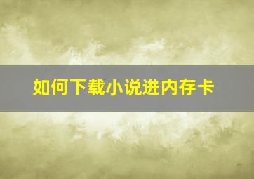 如何下载小说进内存卡