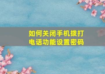 如何关闭手机拨打电话功能设置密码