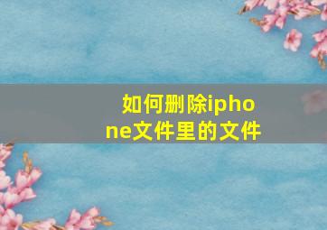 如何删除iphone文件里的文件