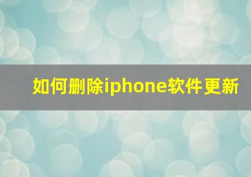 如何删除iphone软件更新