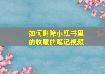 如何删除小红书里的收藏的笔记视频