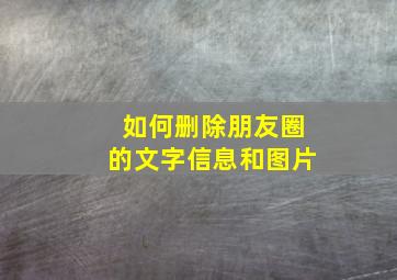 如何删除朋友圈的文字信息和图片