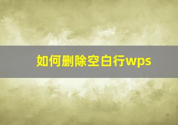 如何删除空白行wps