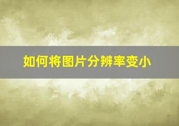 如何将图片分辨率变小