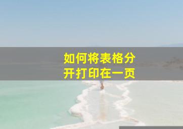 如何将表格分开打印在一页