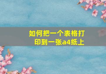 如何把一个表格打印到一张a4纸上