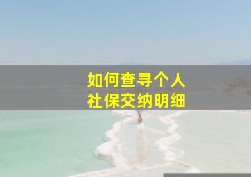 如何查寻个人社保交纳明细