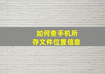 如何查手机所存文件位置信息