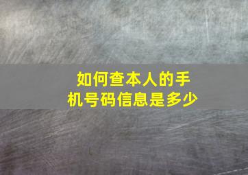 如何查本人的手机号码信息是多少