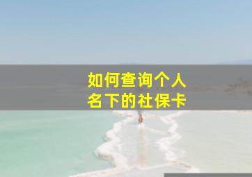 如何查询个人名下的社保卡