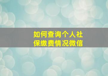 如何查询个人社保缴费情况微信