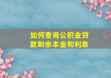 如何查询公积金贷款剩余本金和利息