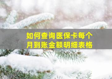 如何查询医保卡每个月到账金额明细表格