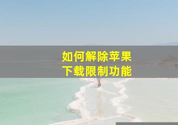 如何解除苹果下载限制功能