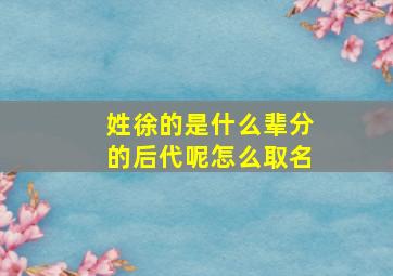 姓徐的是什么辈分的后代呢怎么取名