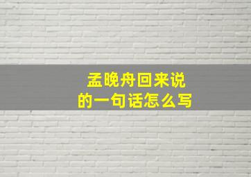 孟晚舟回来说的一句话怎么写