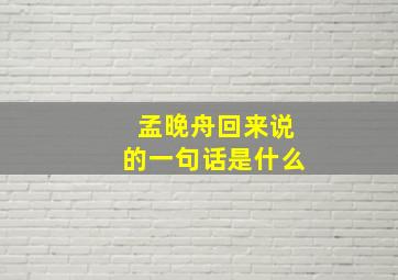 孟晚舟回来说的一句话是什么