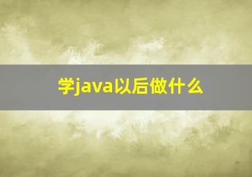 学java以后做什么