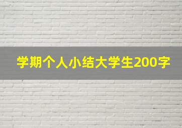 学期个人小结大学生200字