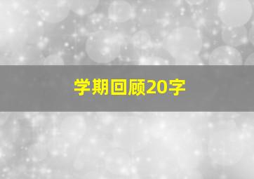 学期回顾20字