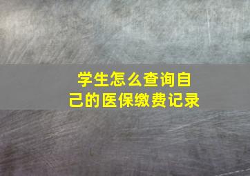 学生怎么查询自己的医保缴费记录