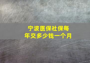 宁波医保社保每年交多少钱一个月