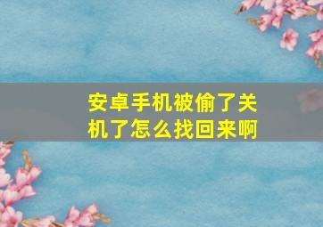 安卓手机被偷了关机了怎么找回来啊