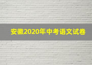 安徽2020年中考语文试卷