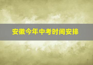 安徽今年中考时间安排