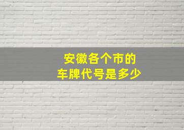 安徽各个市的车牌代号是多少