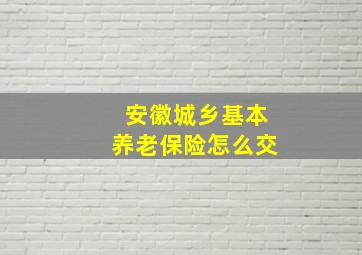 安徽城乡基本养老保险怎么交