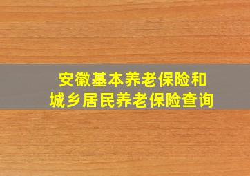 安徽基本养老保险和城乡居民养老保险查询