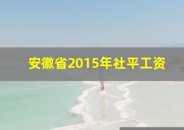 安徽省2015年社平工资