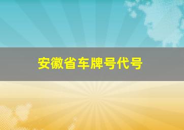 安徽省车牌号代号