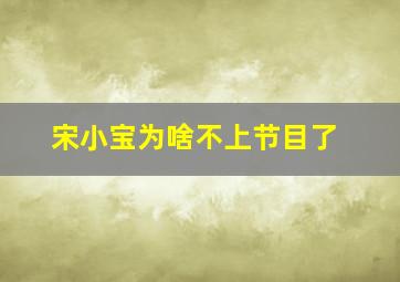 宋小宝为啥不上节目了