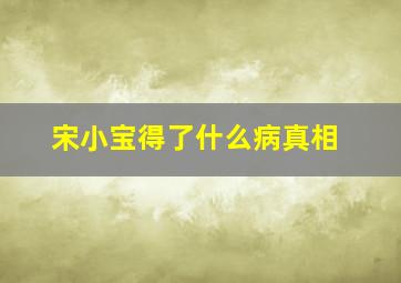 宋小宝得了什么病真相