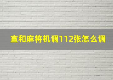 宣和麻将机调112张怎么调